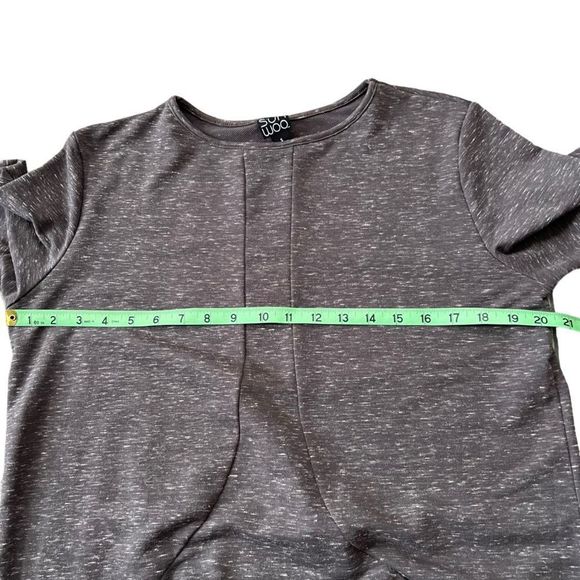 Clara Sun Woo dress Tunic Pocket Heathered Gray Pullover Long Sleeves Stretch - Picture 2 of 5